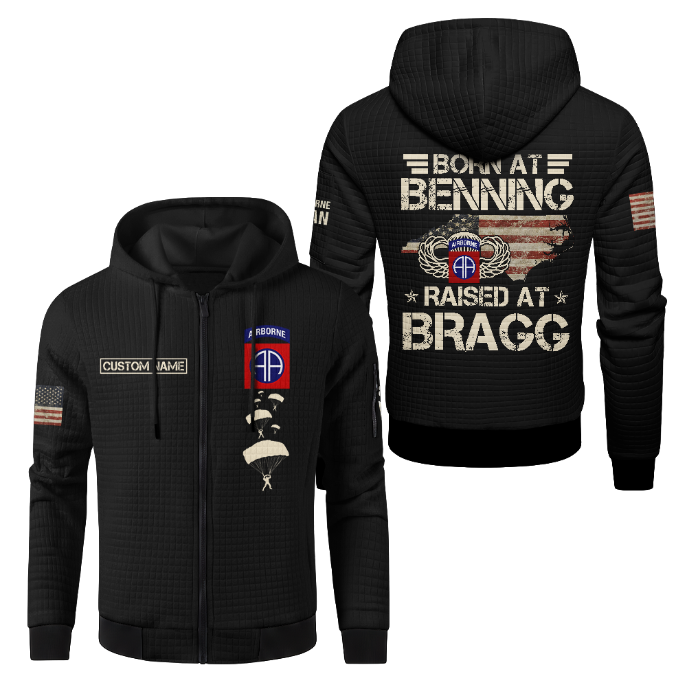 Personalizable Born At Benning Waffle Hooded Jacket