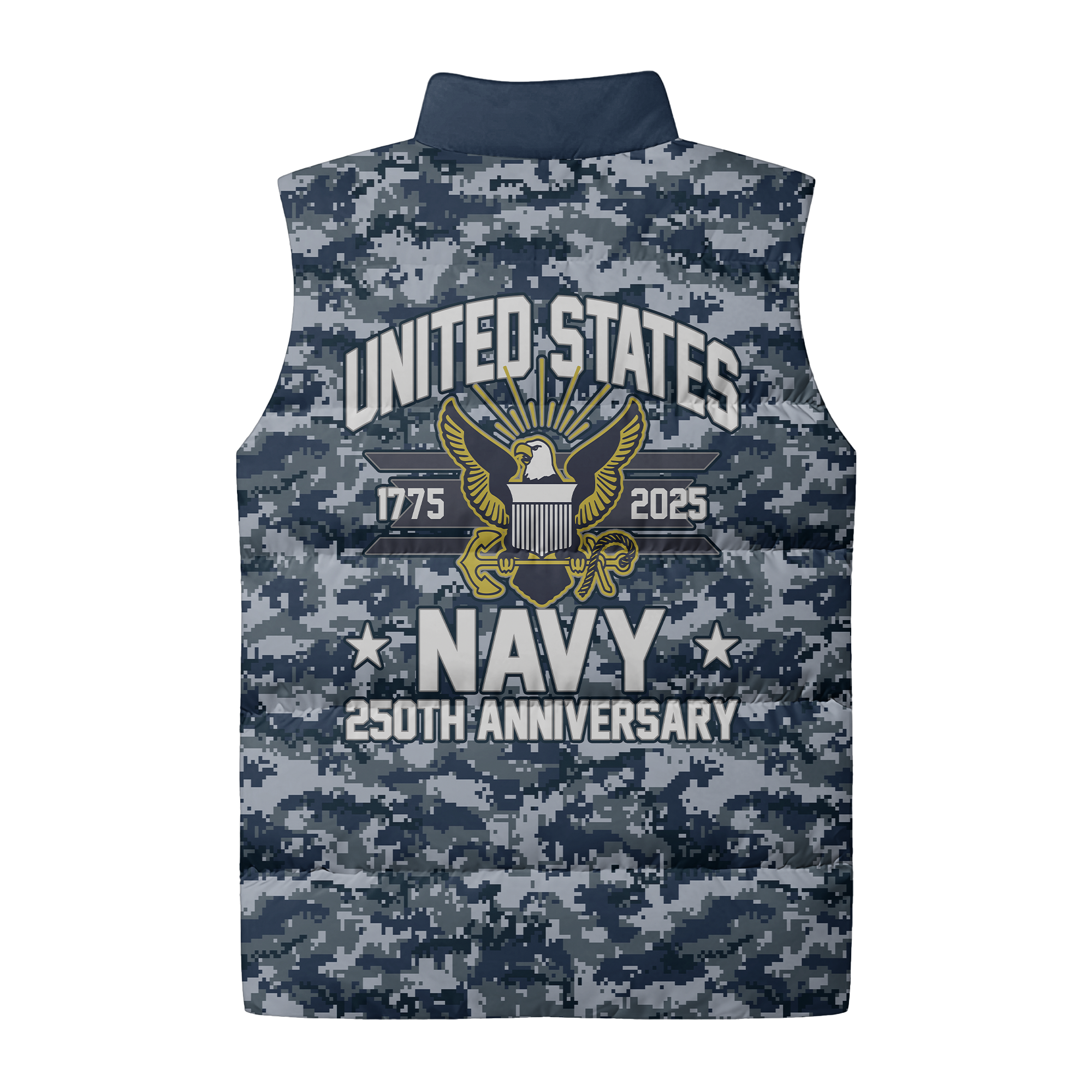 Personalizable Navy 250th Anniversary Puffer Vest