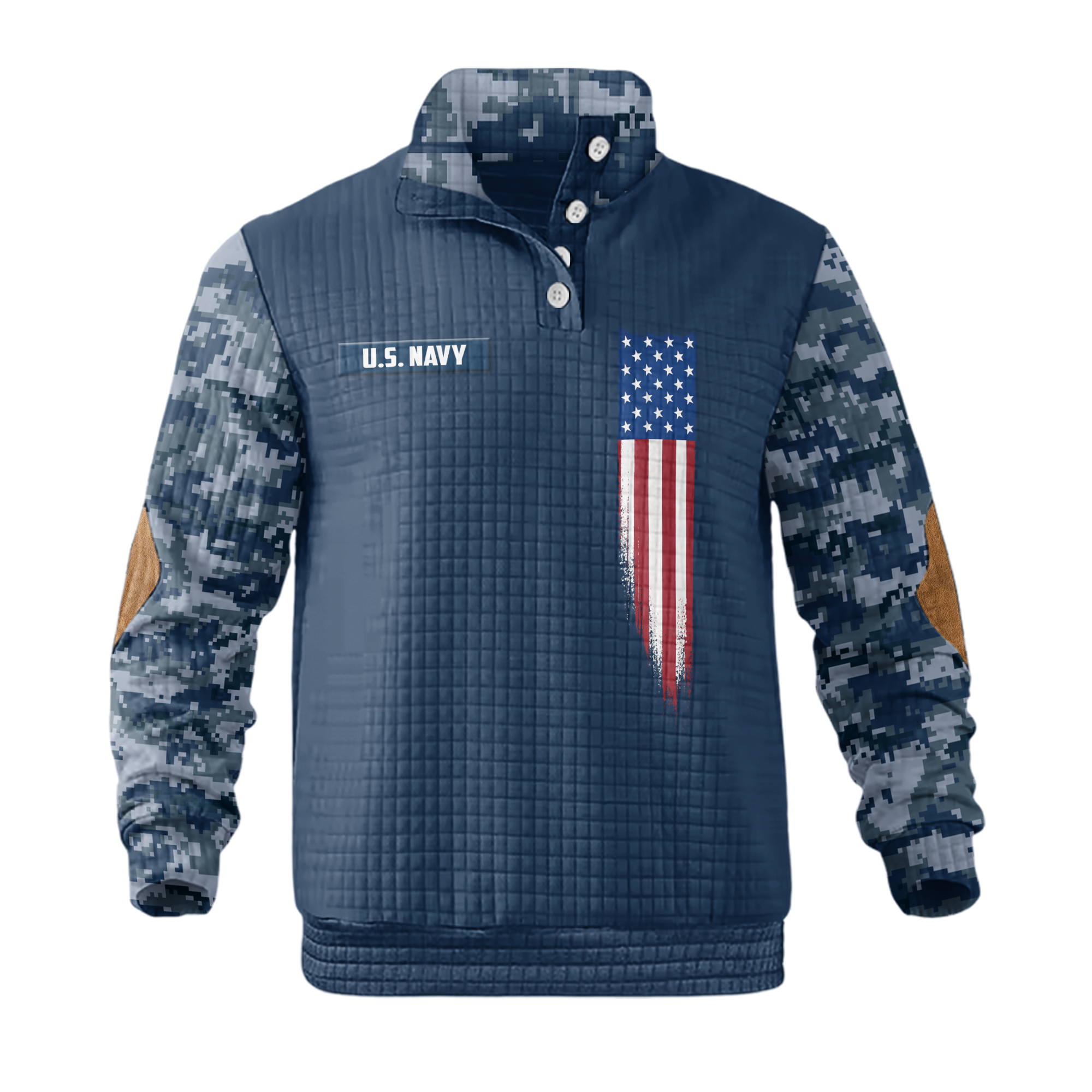 I Am a Navy Veteran Waffle Stand Collar Sweatshirt