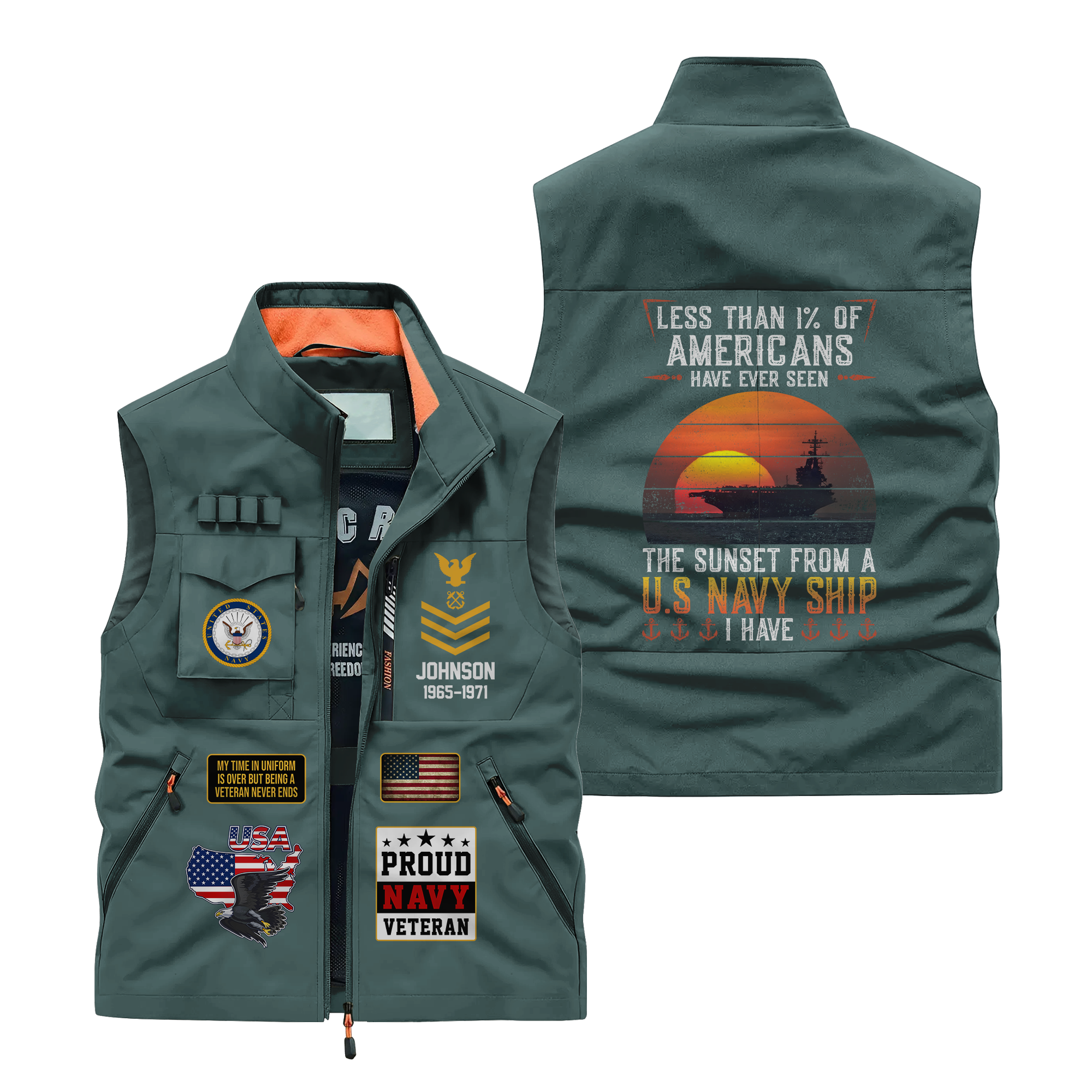 Personalizable Less Than 1% Navy Ship Pocket Vest