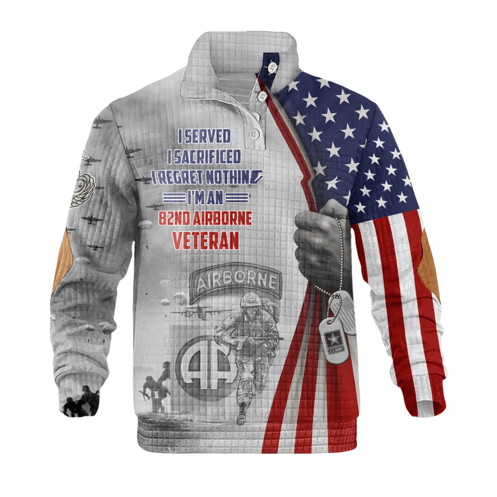 82nd Airborne Veteran Waffle Stand Collar Sweatshirt