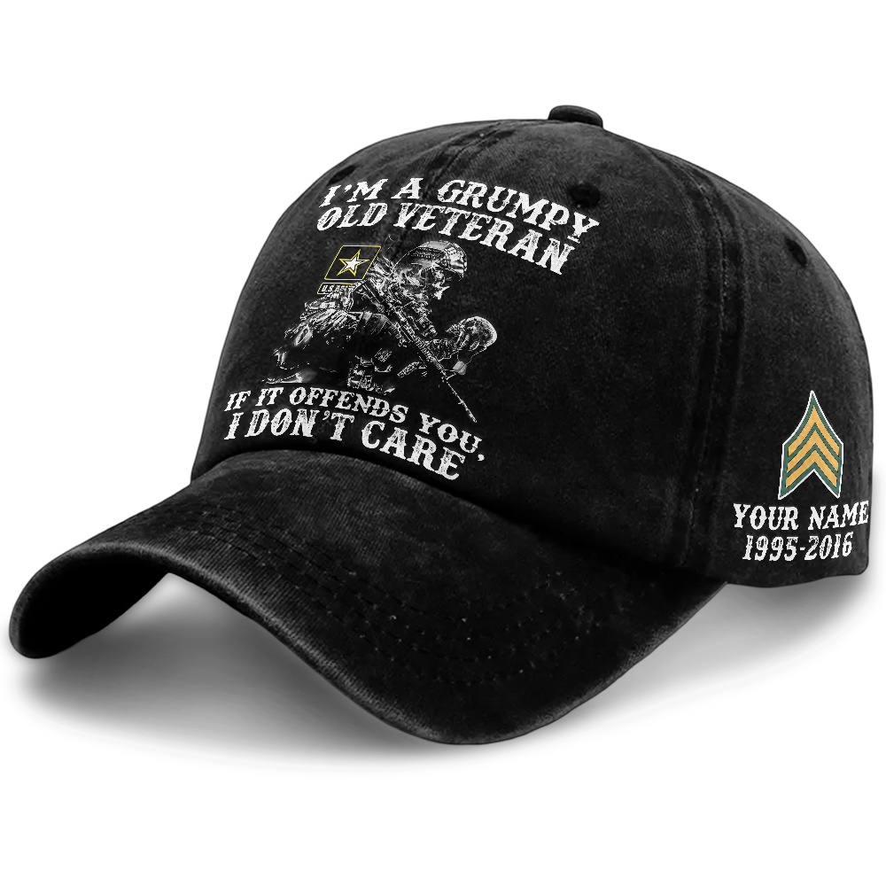 Personalizable Grumpy Old Vet Washed Cap