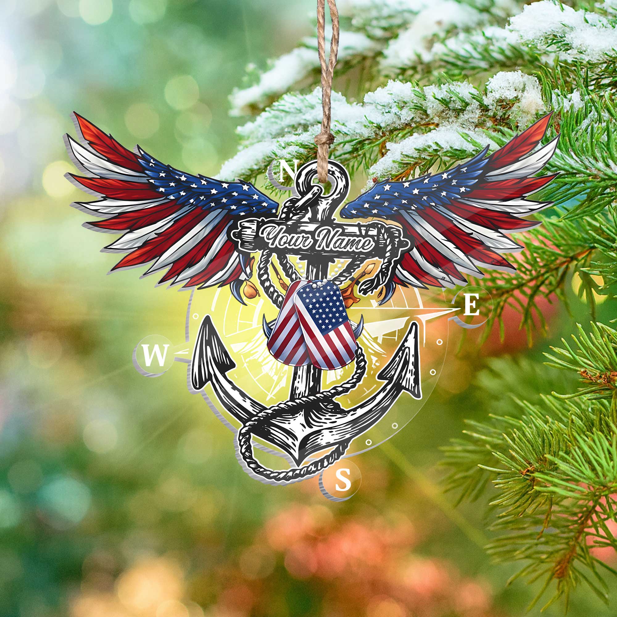 Navy Anchor Acrylic Ornament