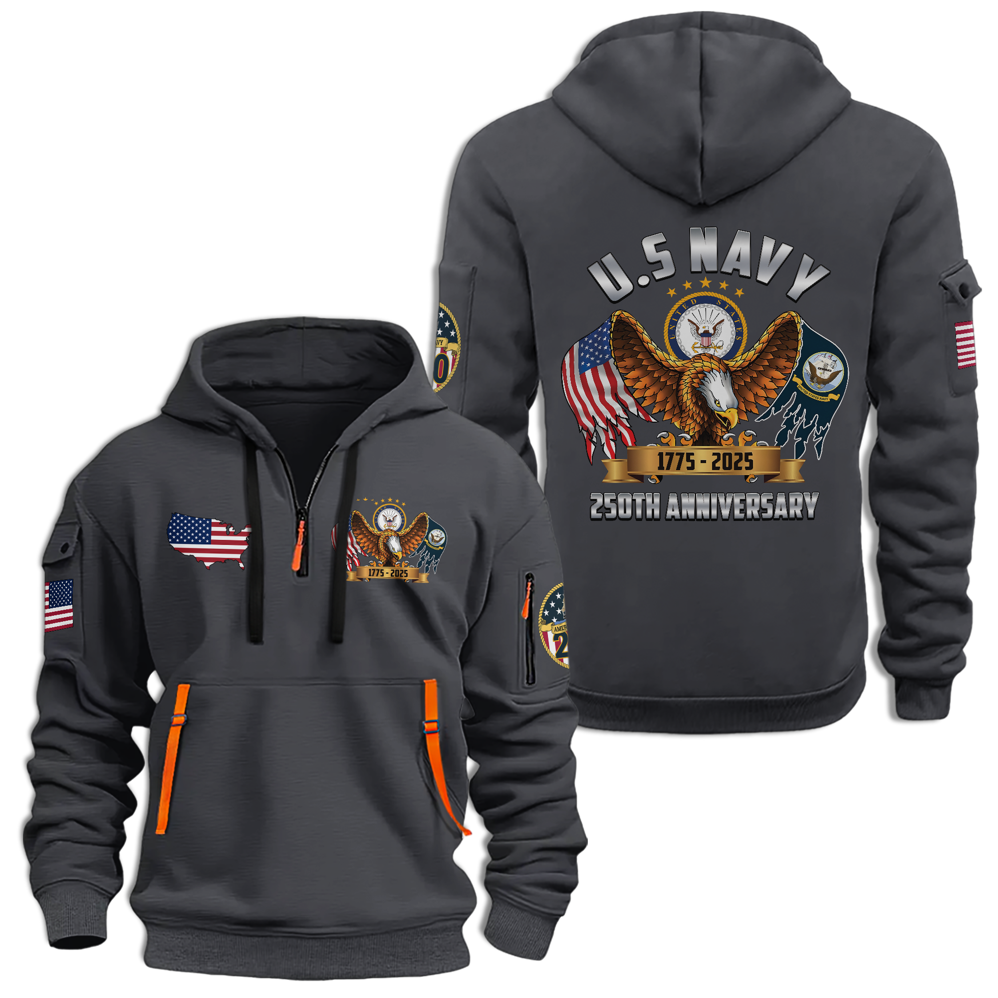 Navy 250th Anniversary Quarter Zip Hoodie