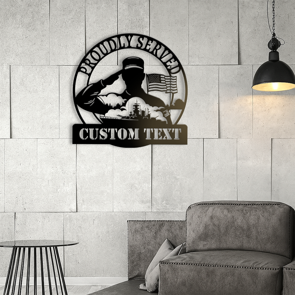 Personalized Navy Proudly Served Metal Sign Wall Art