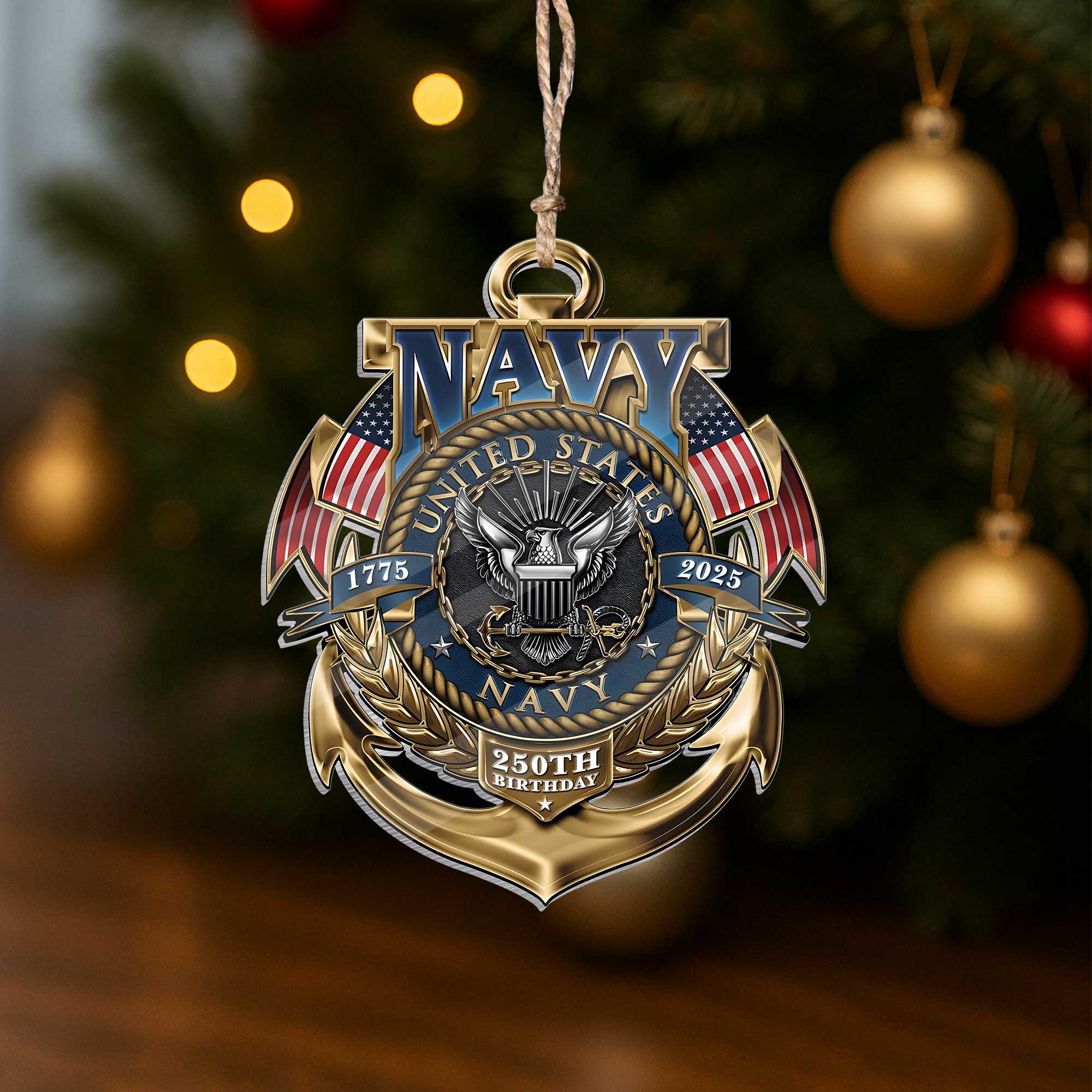 Navy 250th Anniversary Acrylic Ornament