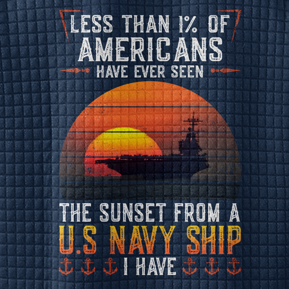 Personalizable Less Than 1% Navy Ship Waffle Stand Collar Sweatshirt