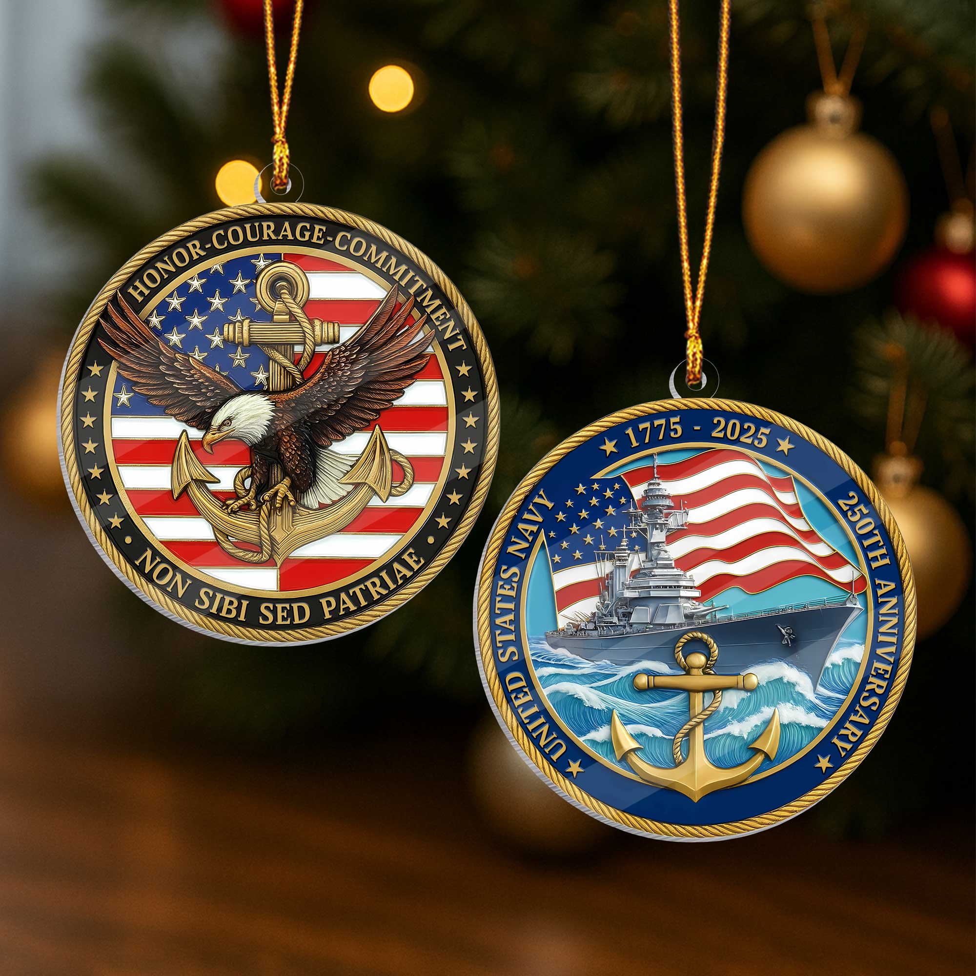 Navy 250th Anniversary Acrylic Ornament