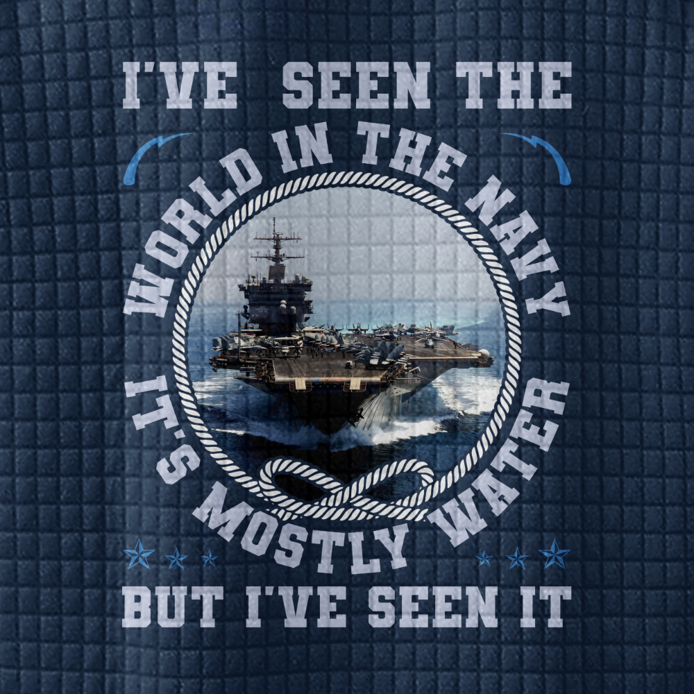 Personalizable I've Seen The World In The Navy Waffle Stand Collar Sweatshirt