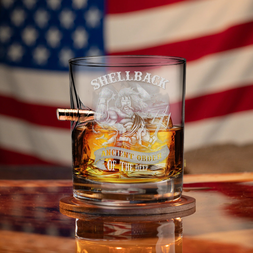 Shellback Ancient Order Of The Deep Bullet Whiskey Glass