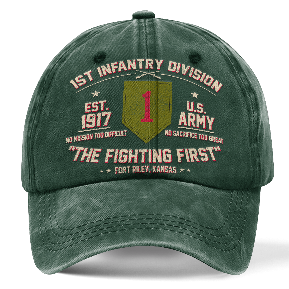 Personalizable Army 1st Infantry Division Washed Cap