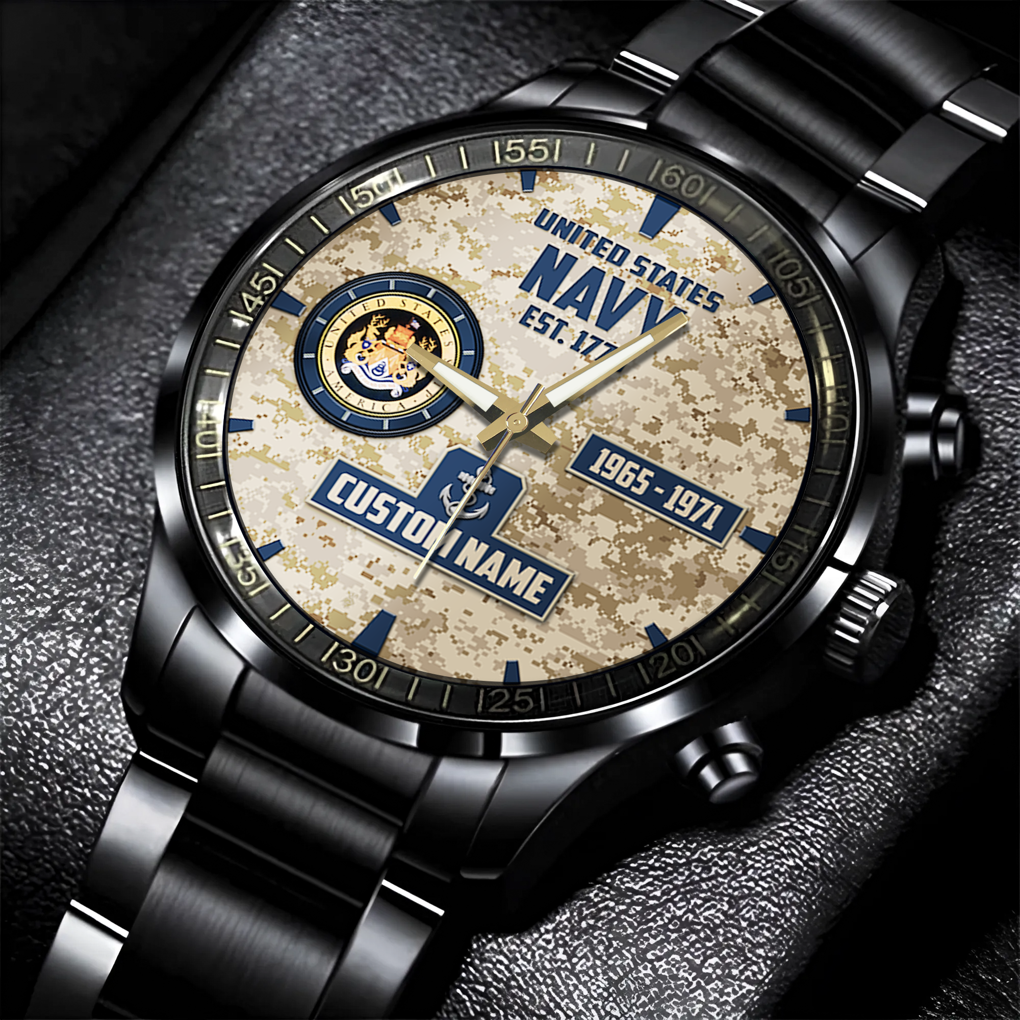 Personalizable Navy Aircraft Carrier Stainless Steel Watch