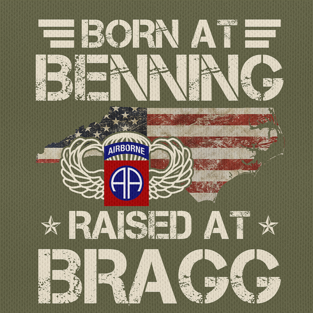 Airborne Born At Benning Raised At Bragg Raglan Zip Polo Shirt