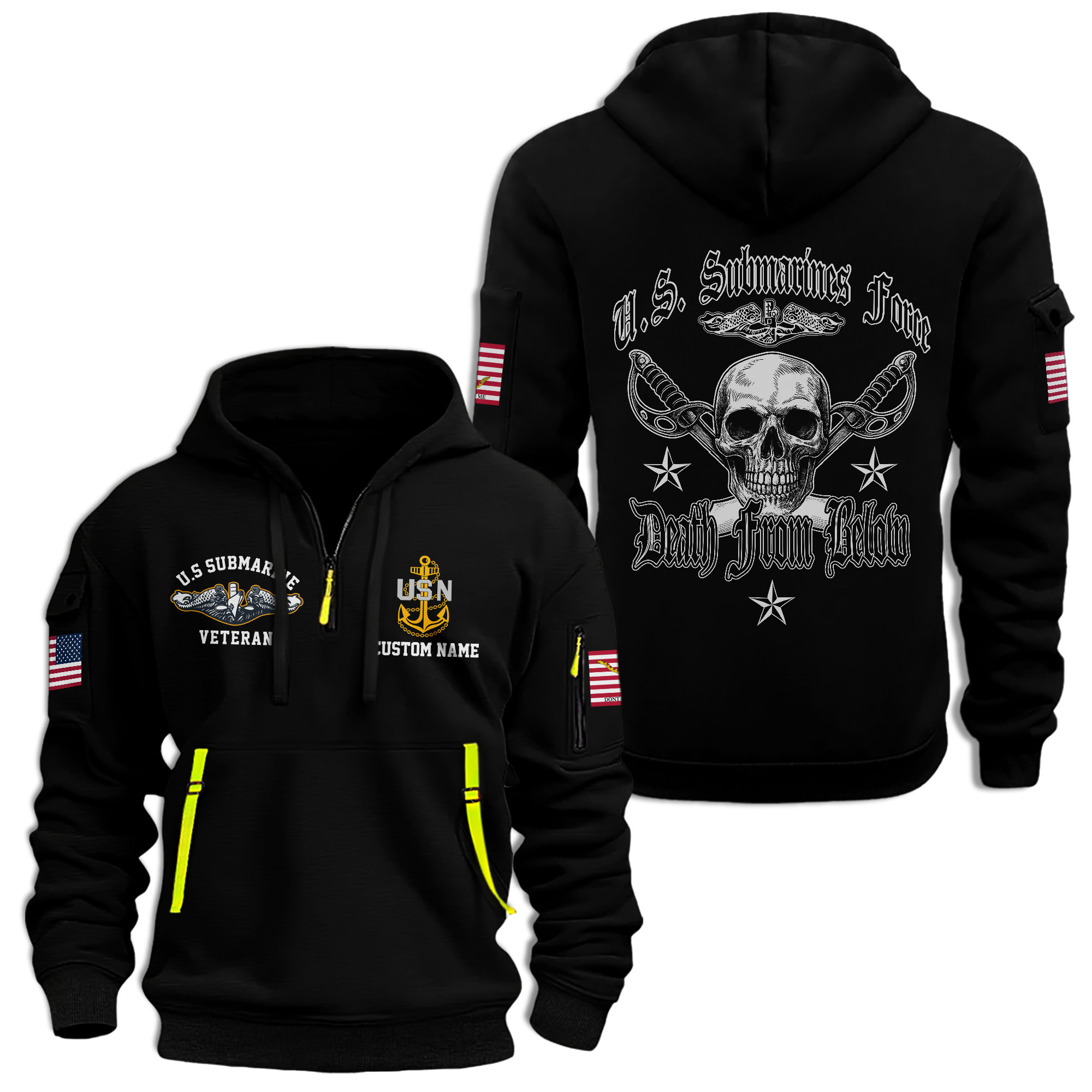 Personalizable Navy Submarine Quarter Zip Hoodie