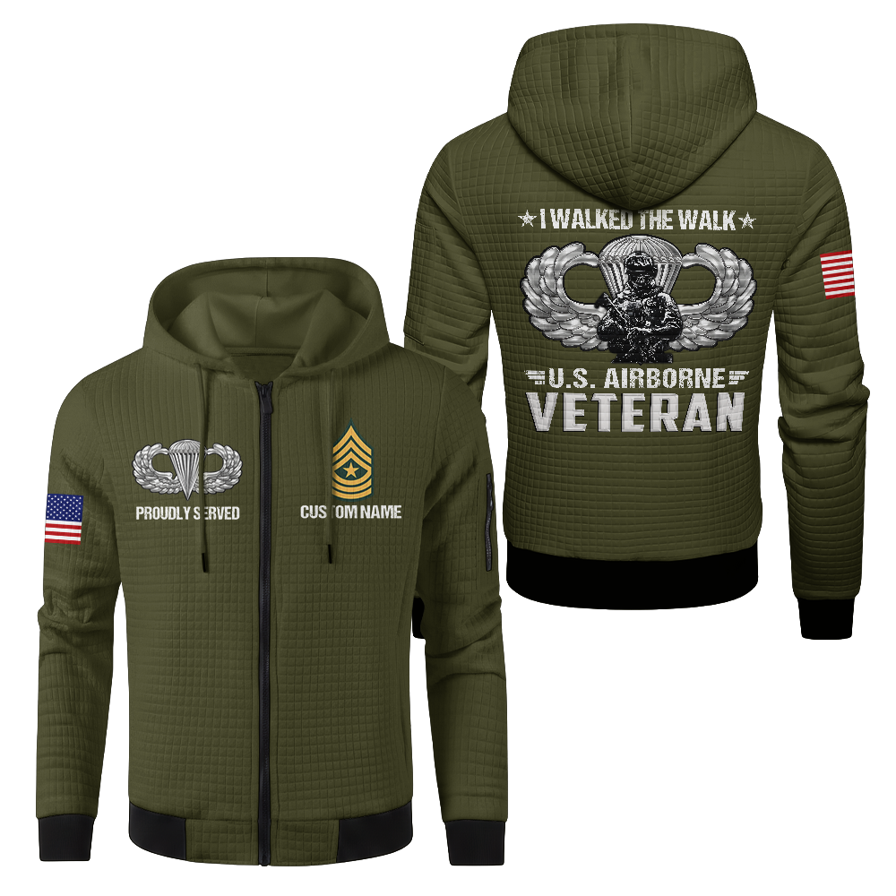 Personalizable Airborne I Walked The Walk Waffle Hooded Jacket