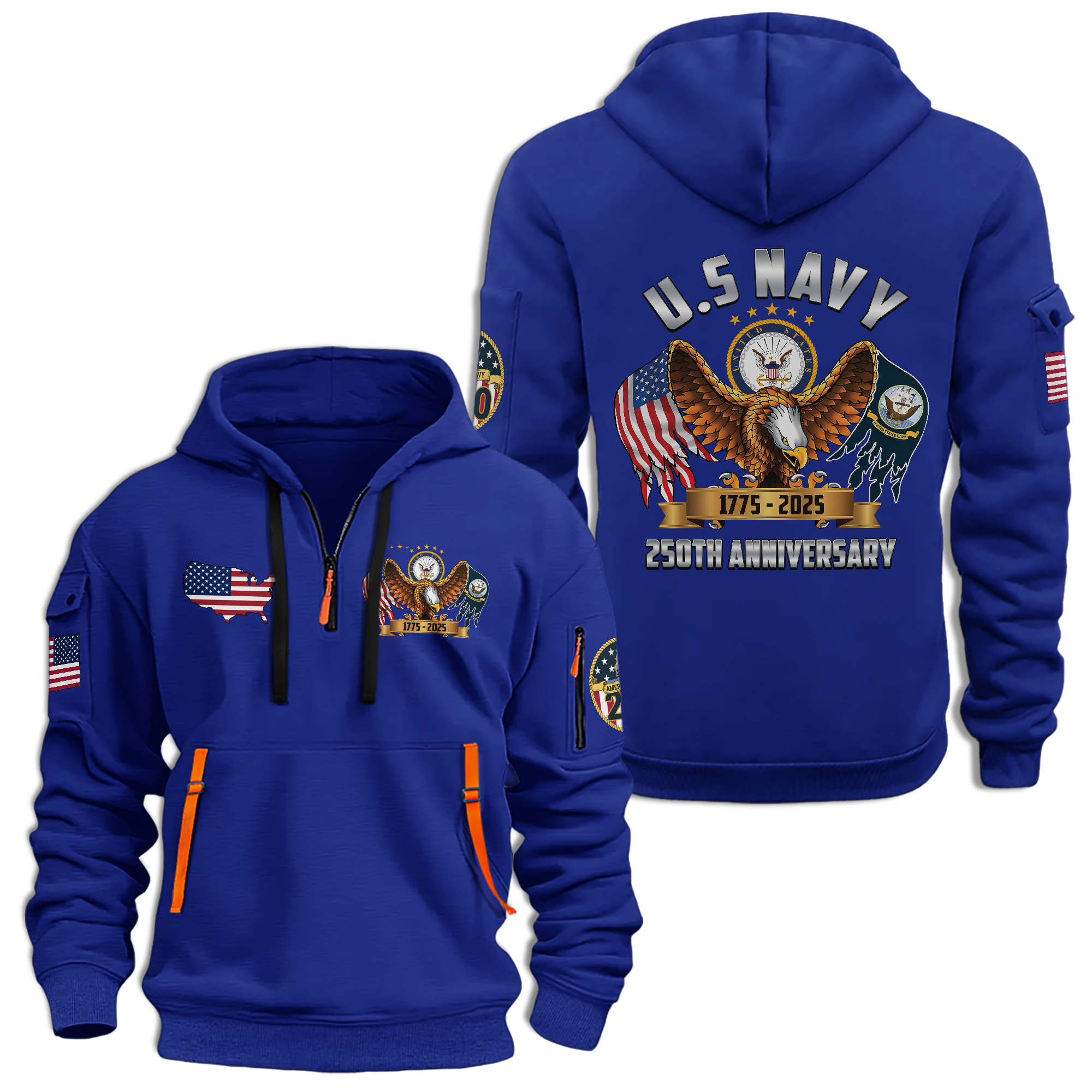 Navy 250th Anniversary Quarter Zip Hoodie