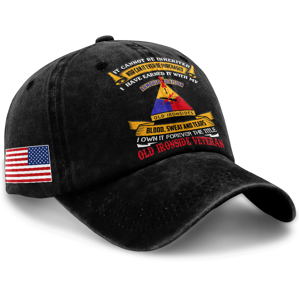 Personalizable Army 1st Armored Division Washed Cap