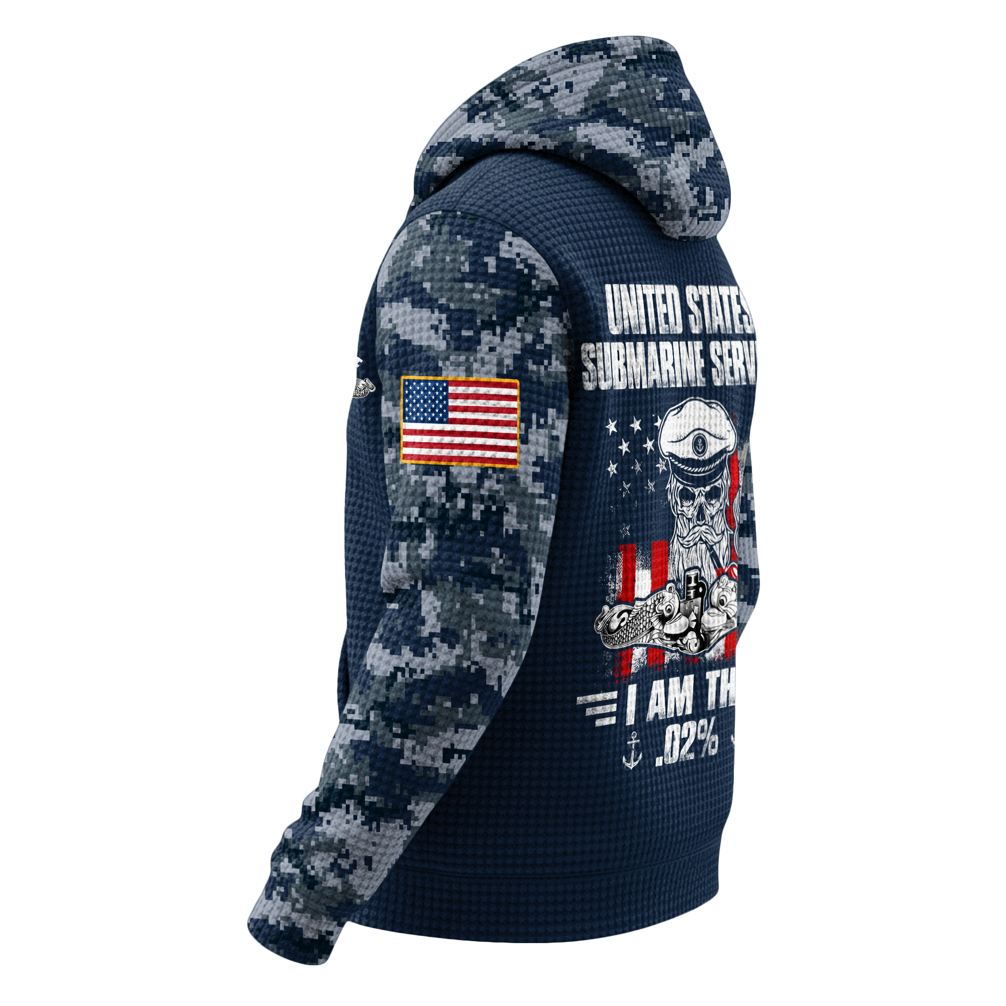 Personalizable Navy Submarine Quarter Zip Waffle Hoodie