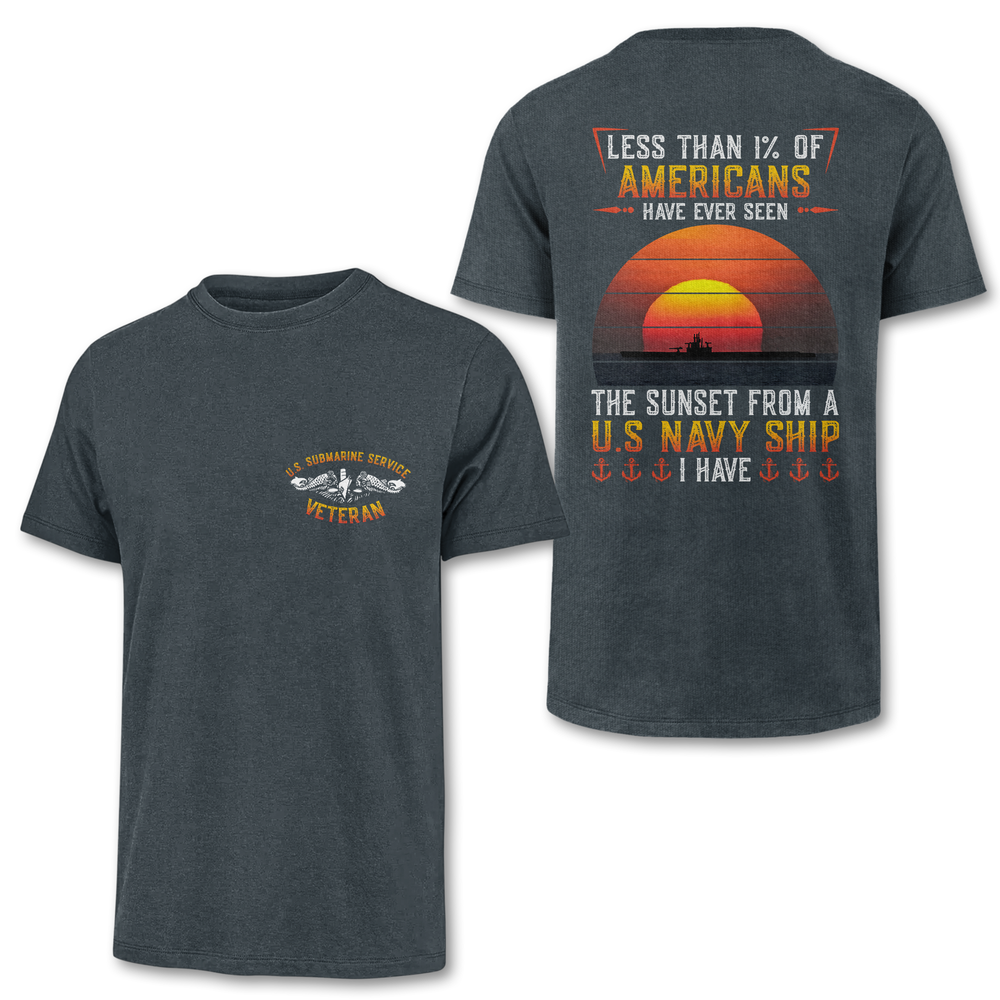 Navy Submarine Less Than 1% Navy Ship Double Side Classic T-shirt