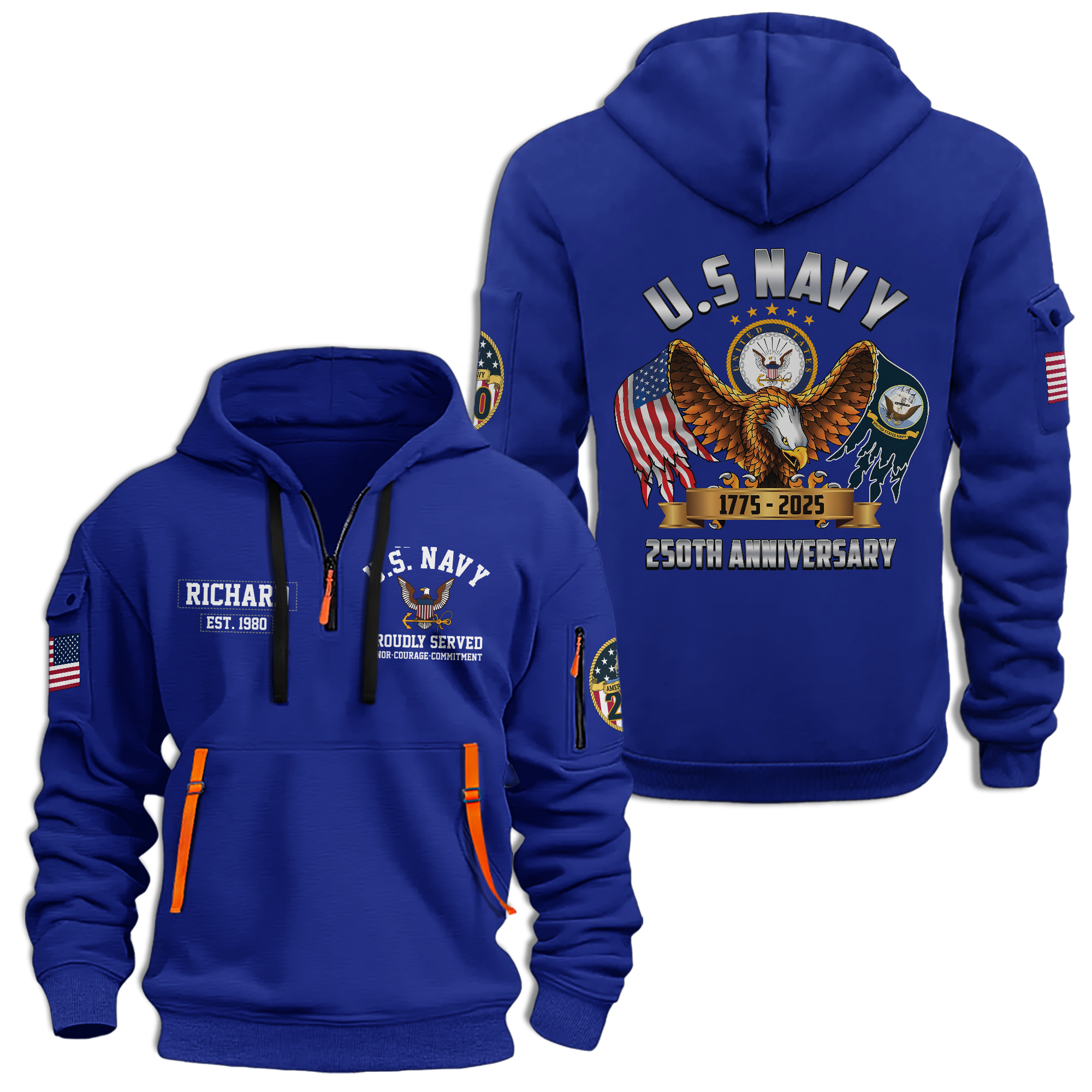 Navy 250th Anniversary Quarter Zip Hoodie