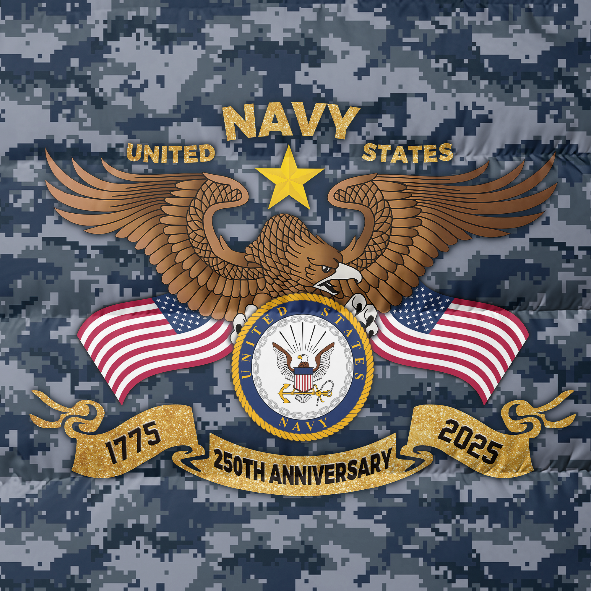 Navy 250th Anniversary Puffer Vest