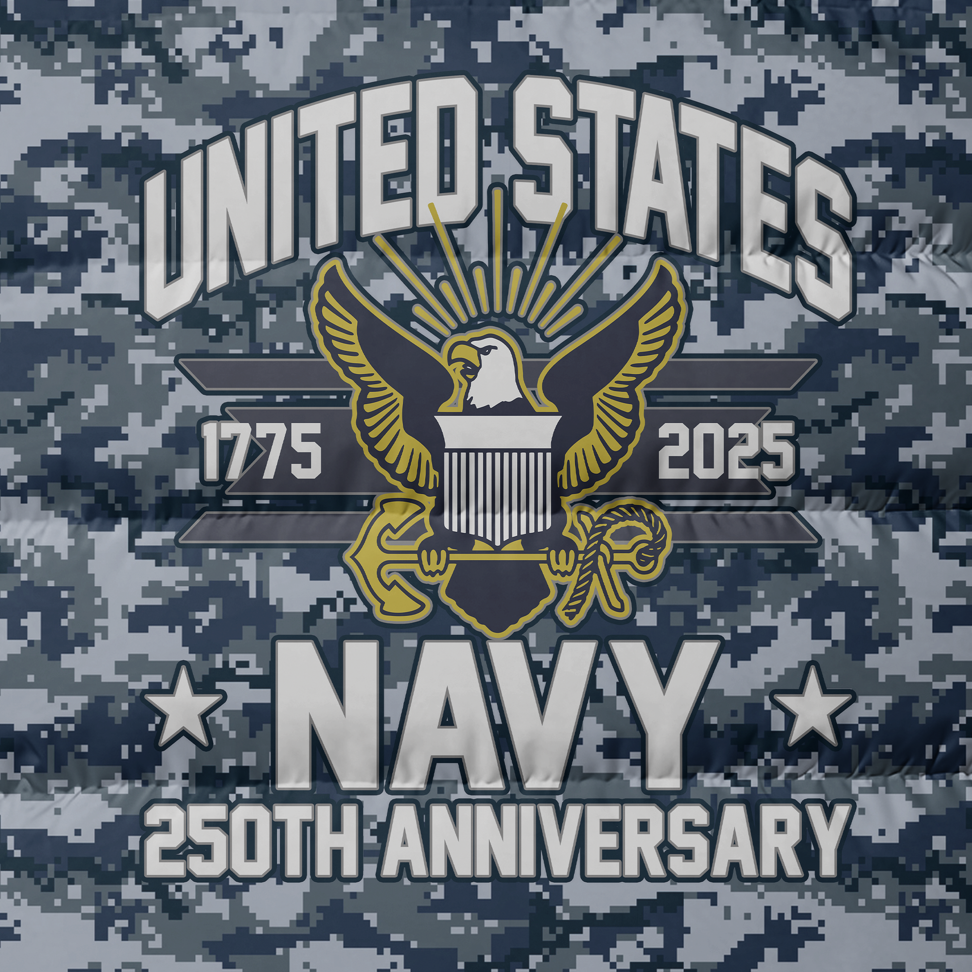 Personalizable Navy 250th Anniversary Puffer Vest