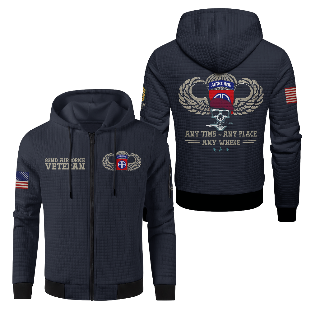 Personalizable 82nd Airborne Waffle Hooded Jacket