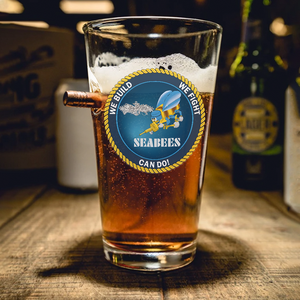 Seabees We Build We Fight Bullet Pint Glass