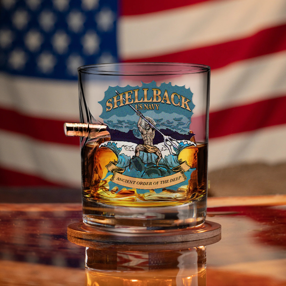 Shellback Ancient Order Of The Deep Bullet Whiskey Glass