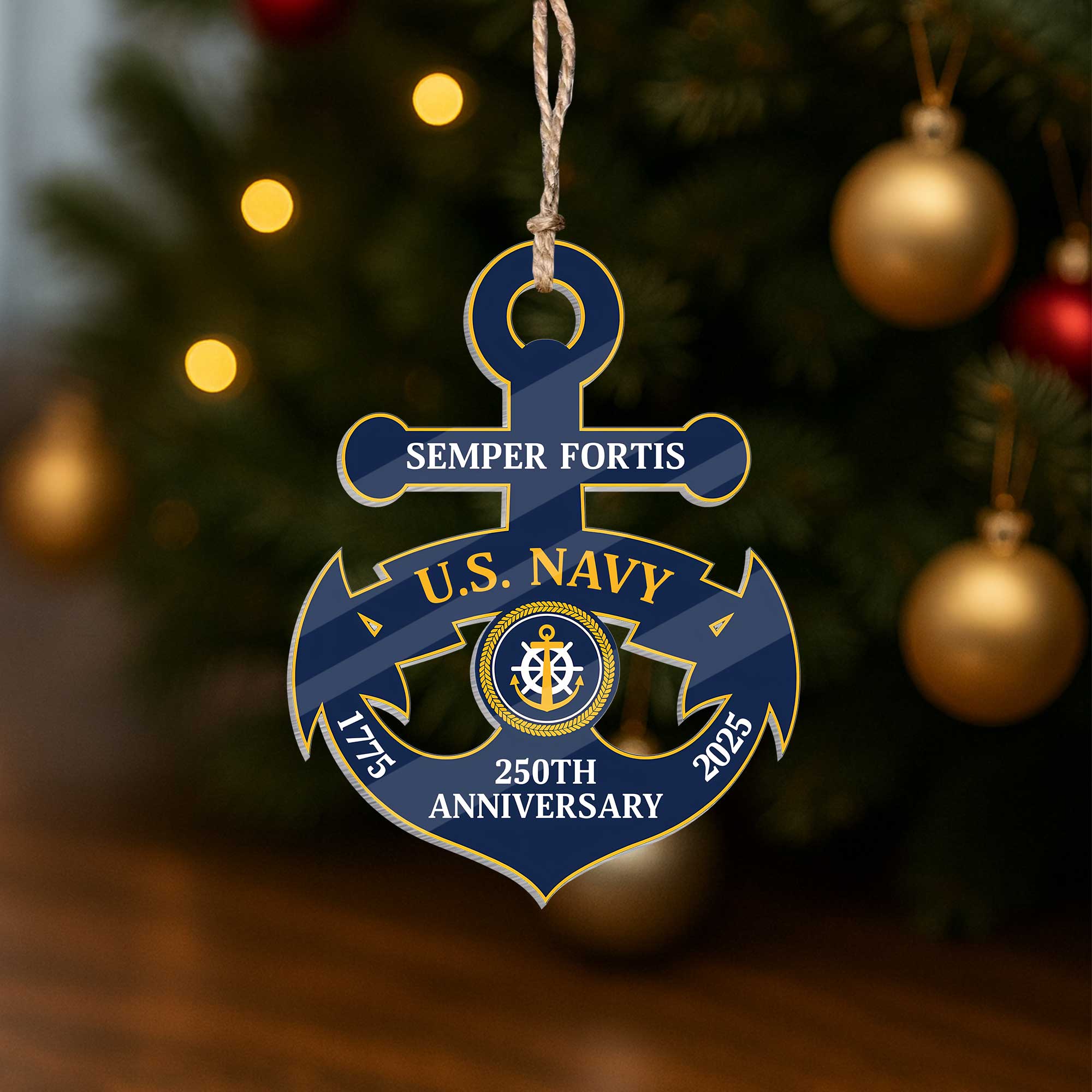 Navy 250th Anniversary Acrylic Ornament
