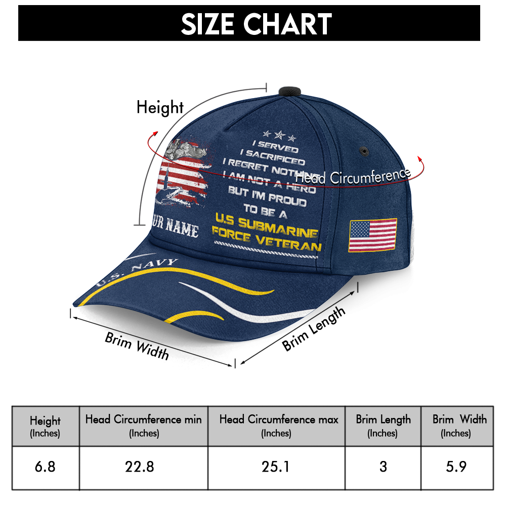 Personalizable Navy Submarine I Served I Sacrificed Classic Cap