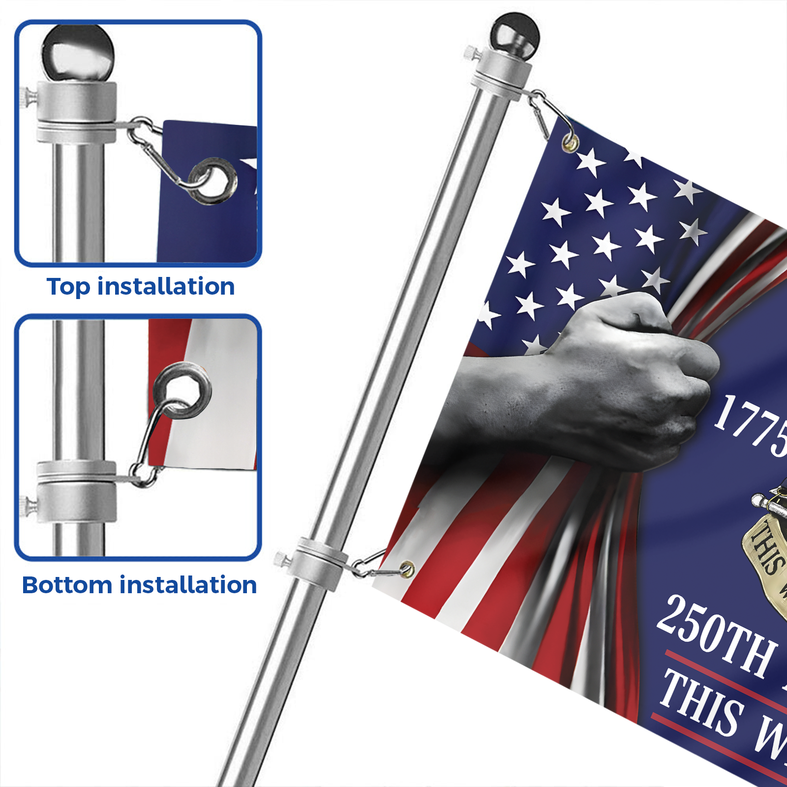 Army 250th Anniversary Flag with Flagpole Combo