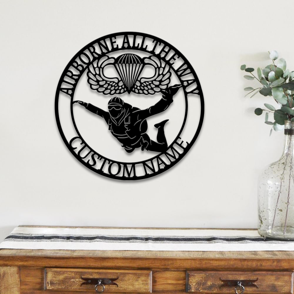 Personalized Airborne All The Way Metal Sign Wall Art