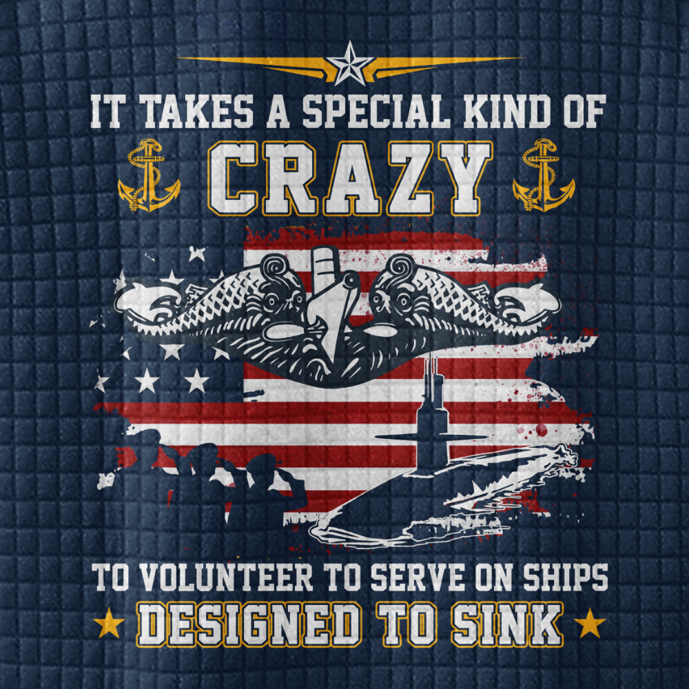 Personalizable Navy Submarine Ships Designed to Sink Waffle Stand Collar Sweatshirt