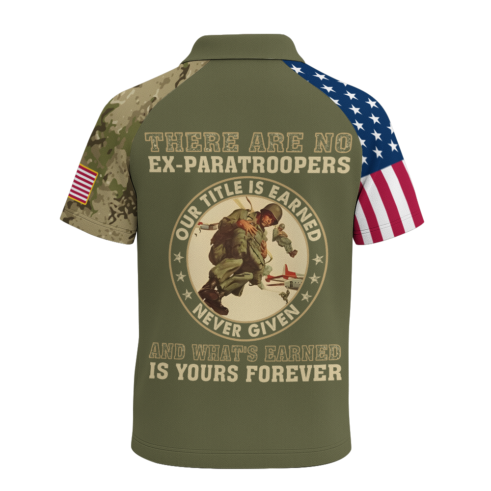 Airborne There's No Ex-Paratroopers Raglan Zip Polo Shirt