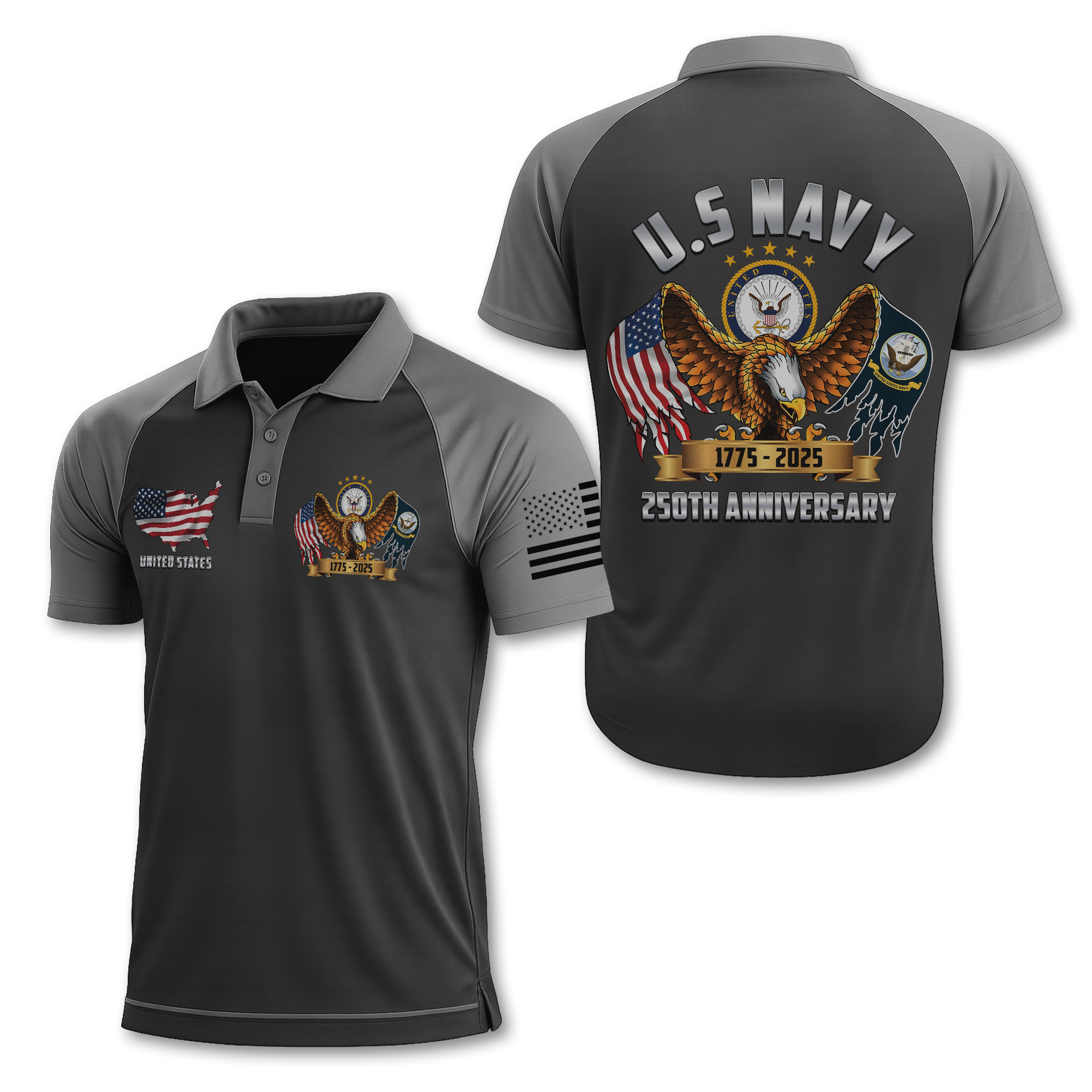 Navy 250th Anniversary Polo Shirt