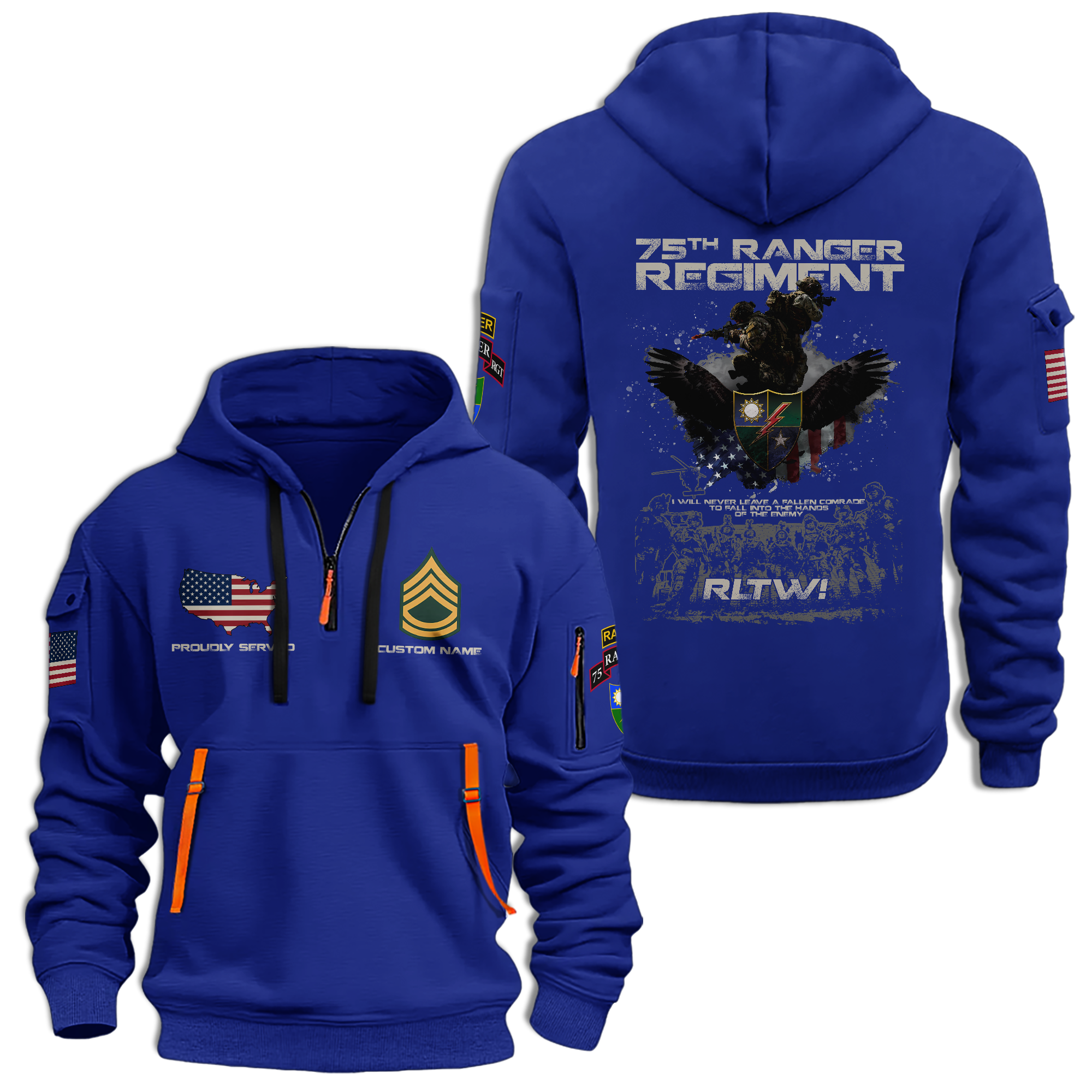 Personalizable 75th Ranger Regiment Quarter Zip Hoodie