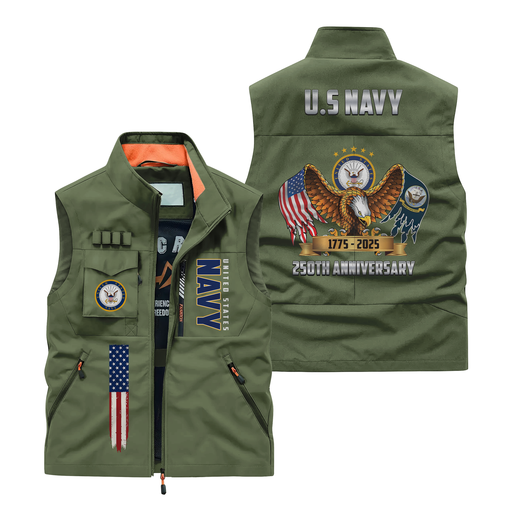 Navy 250th Anniversary Pocket Vest