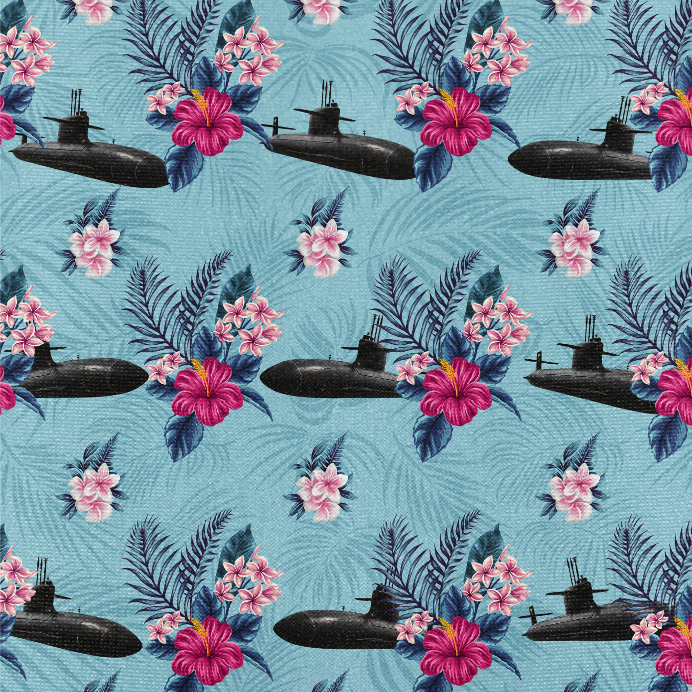 Navy Submarine Tropical Cuban Shirt