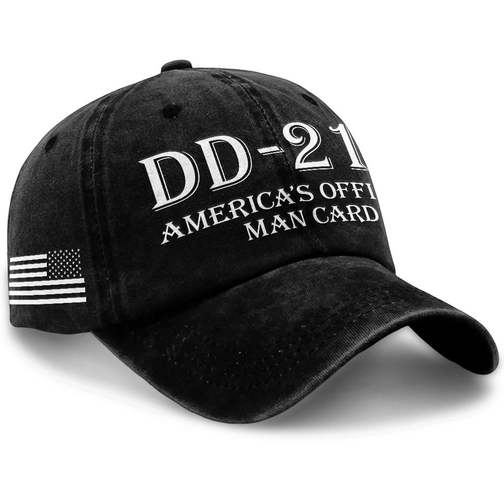 Personalizable US Veteran DD-214 America's Official Man Card Washed Cap