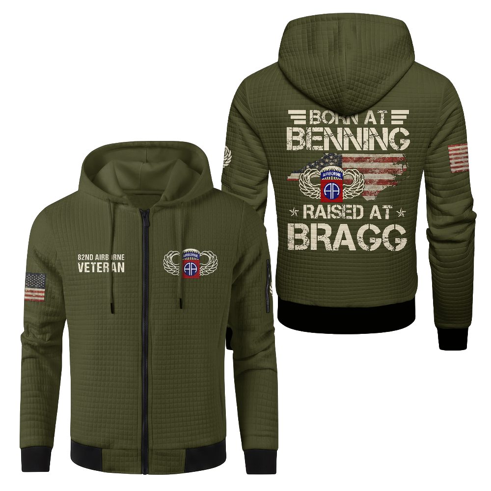82nd Airborne Born At Benning Waffle Hooded Jacket