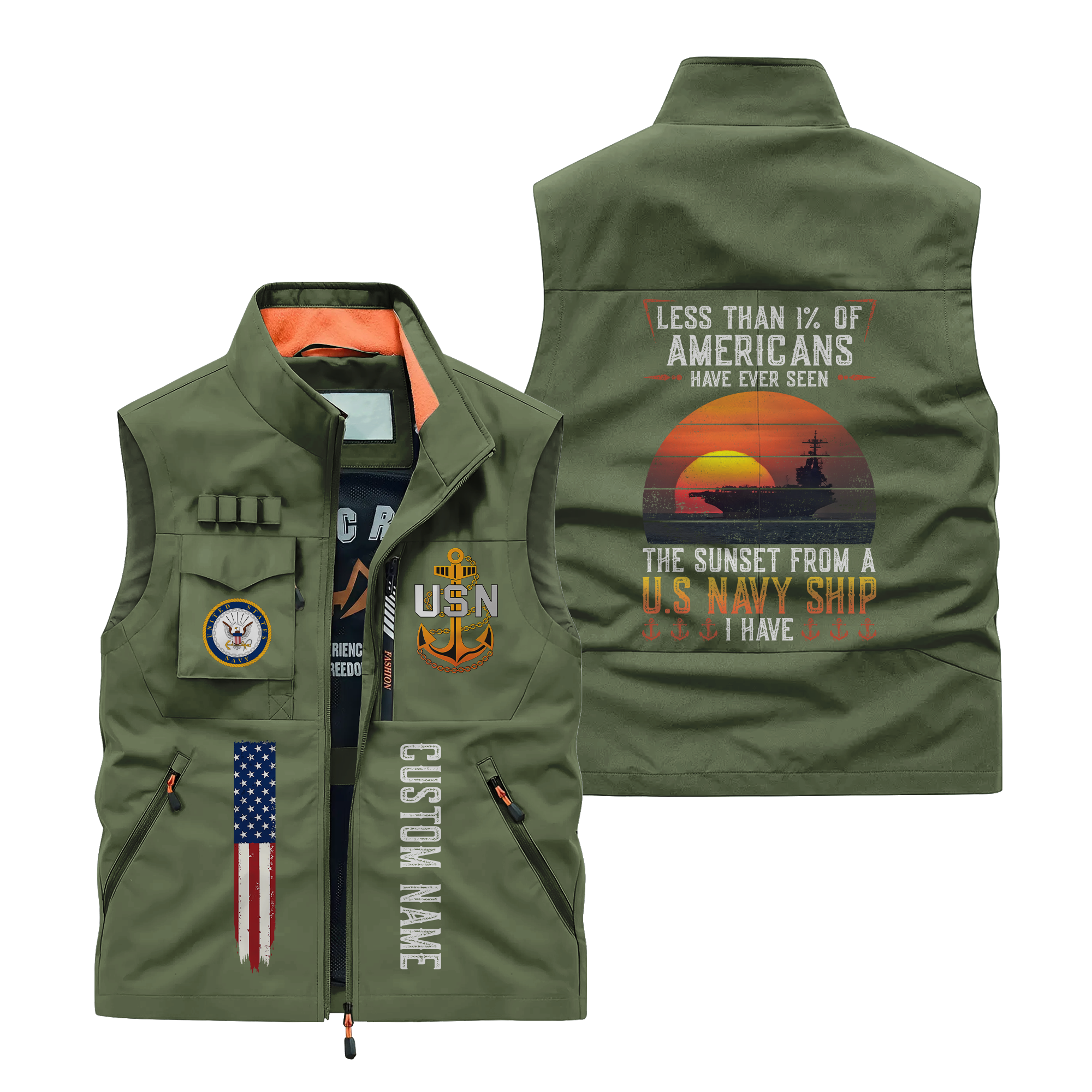 Personalizable Less Than 1% Navy Ship Pocket Vest