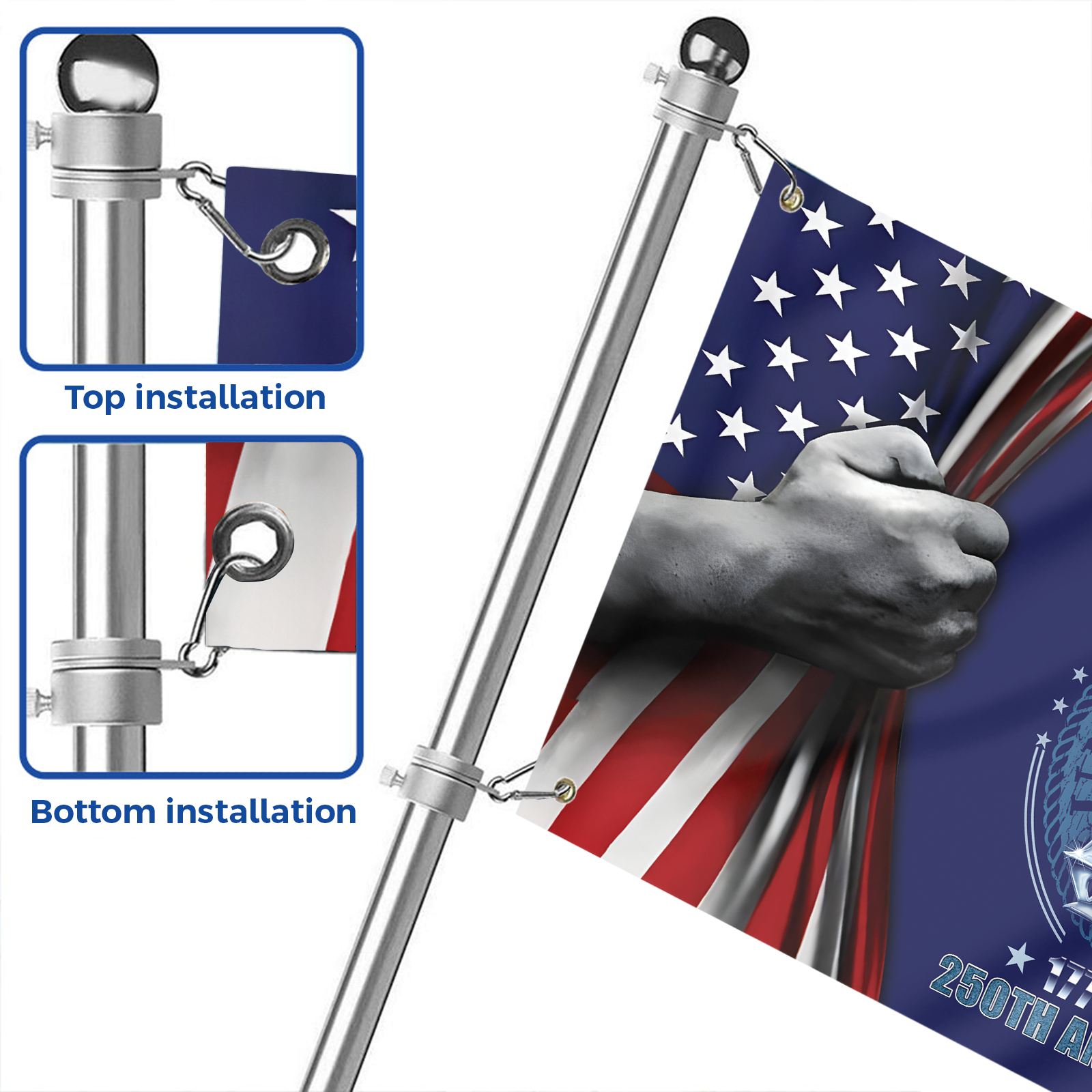 Navy 250th Anniversary House Flag With Flagpole Combo