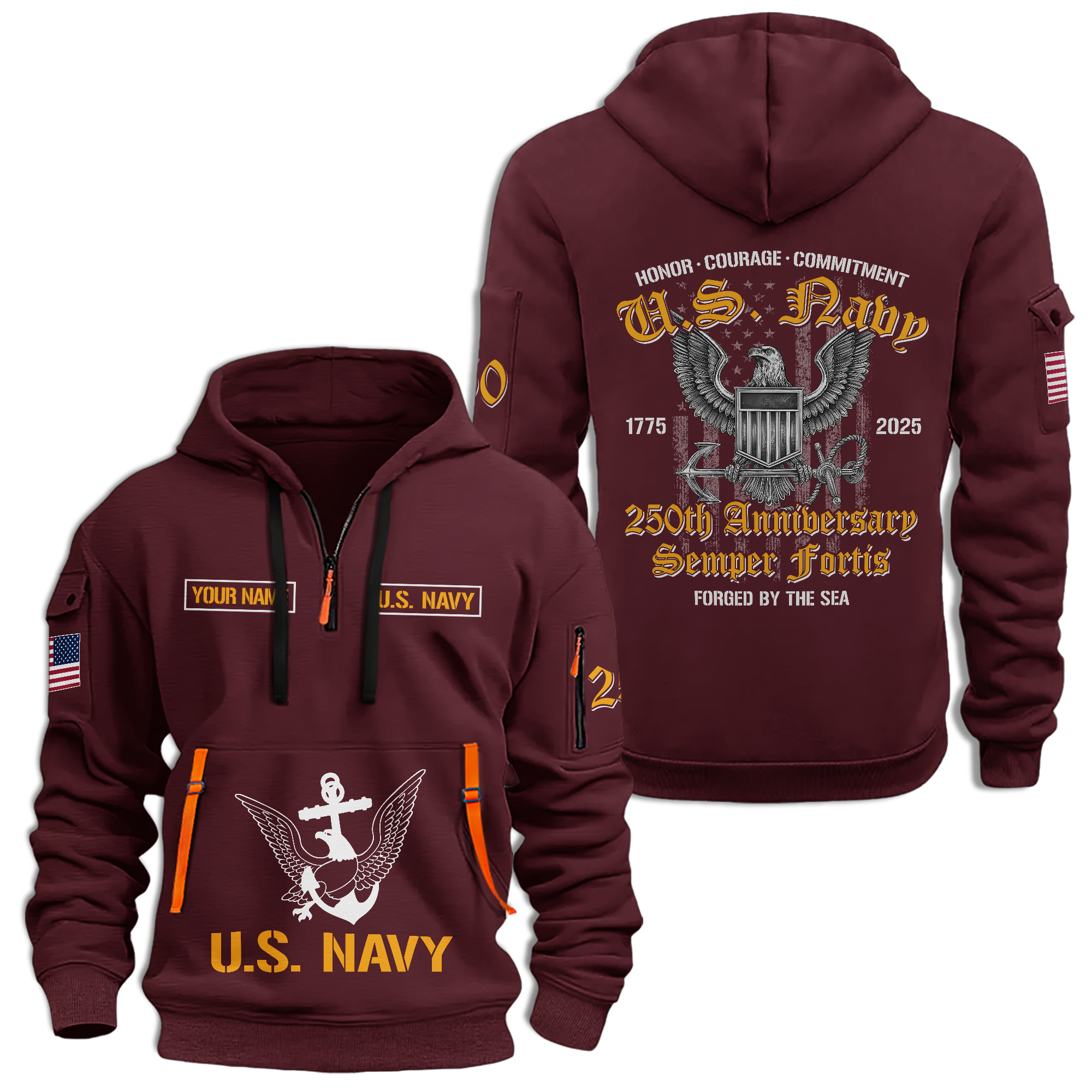 Navy 250th Anniversary Quarter Zip Hoodie