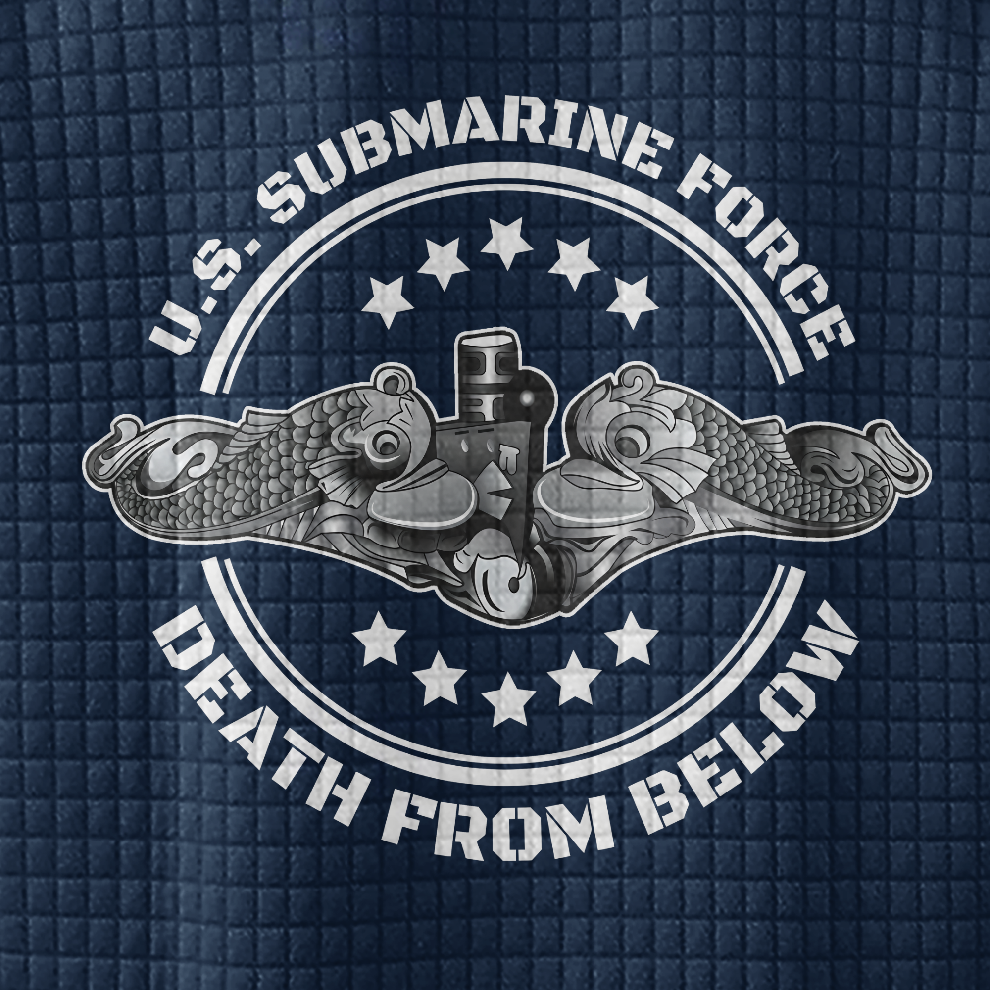 Personalizable Navy Submarine Death From Below Waffle Stand Collar Sweatshirt