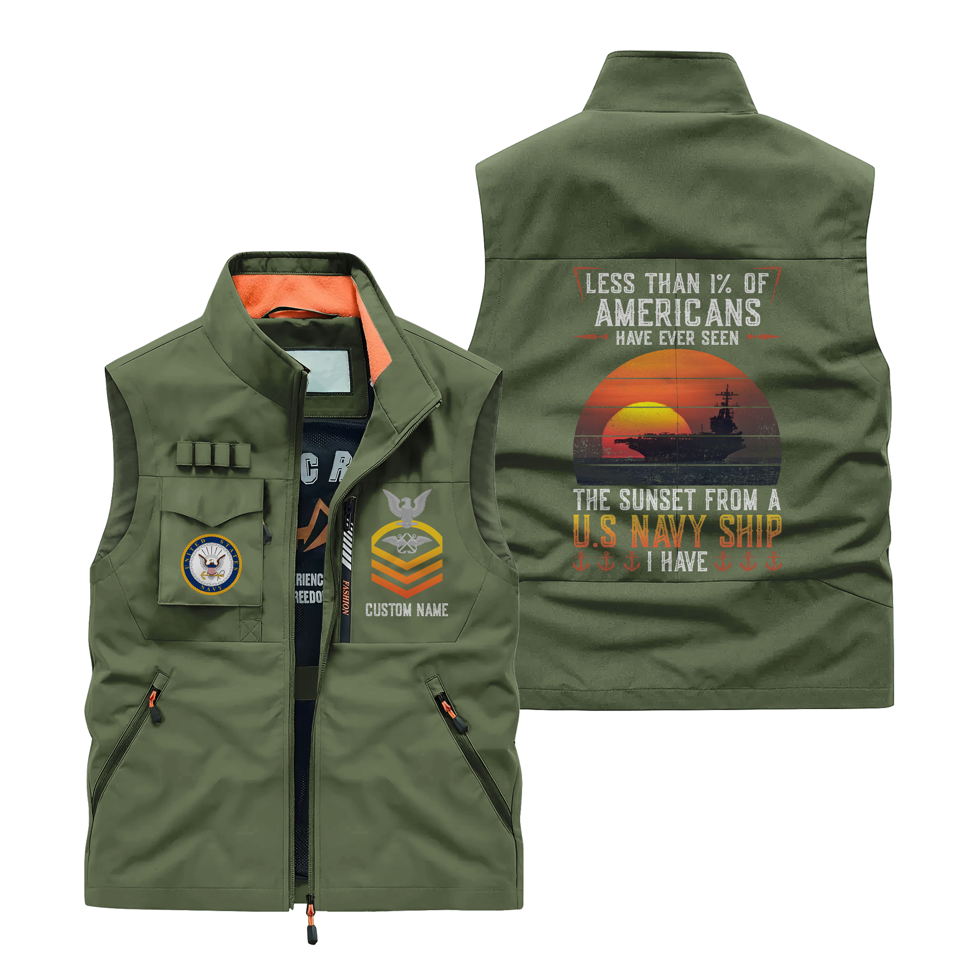 Personalizable Less Than 1% Navy Ship Pocket Vest