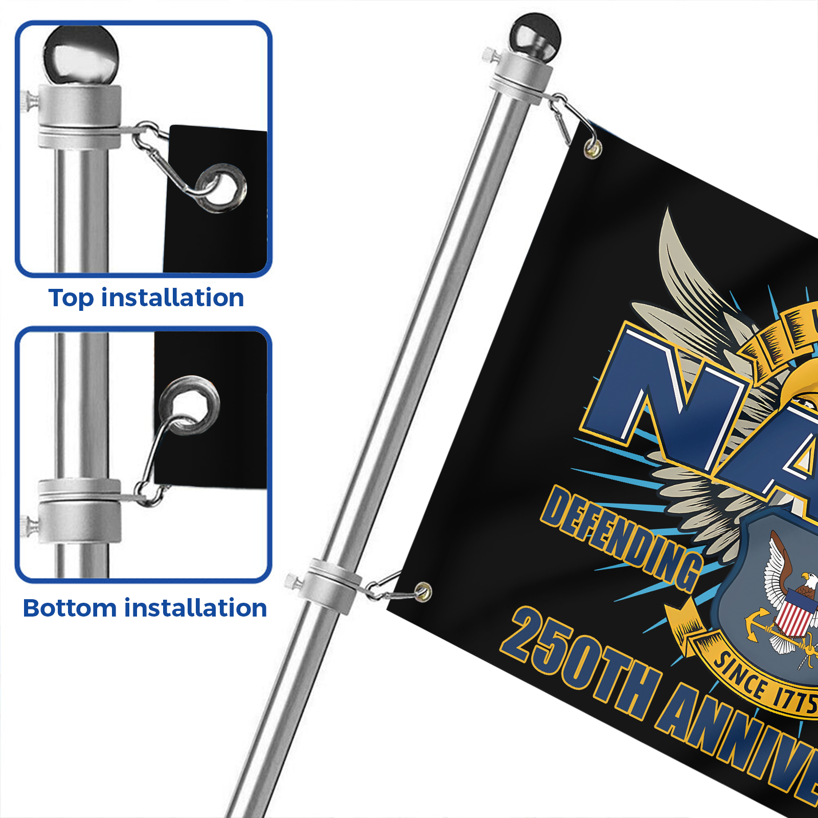 Navy 250th Anniversary House Flag