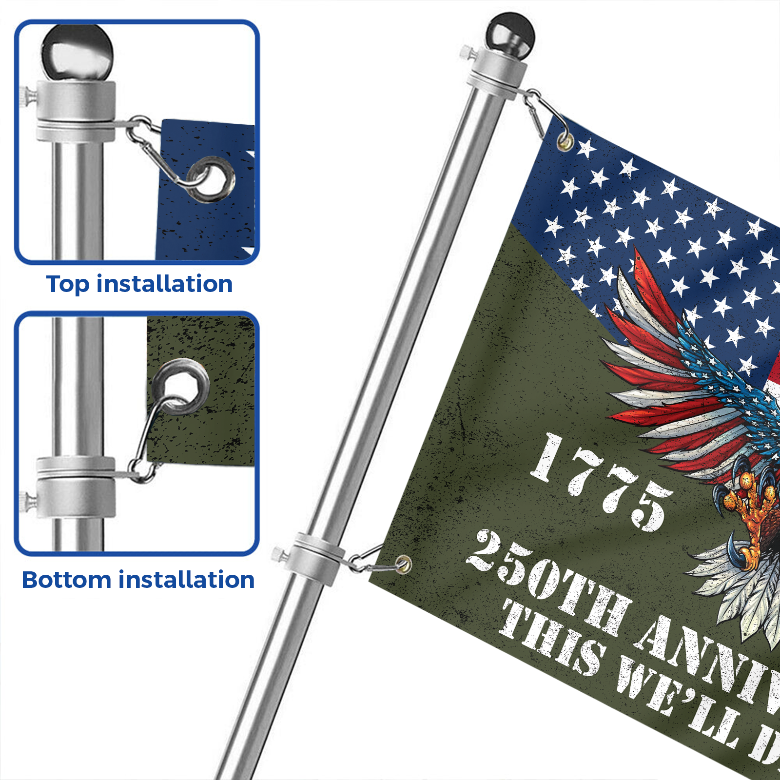Army 250th Anniversary Flag with Flagpole Combo
