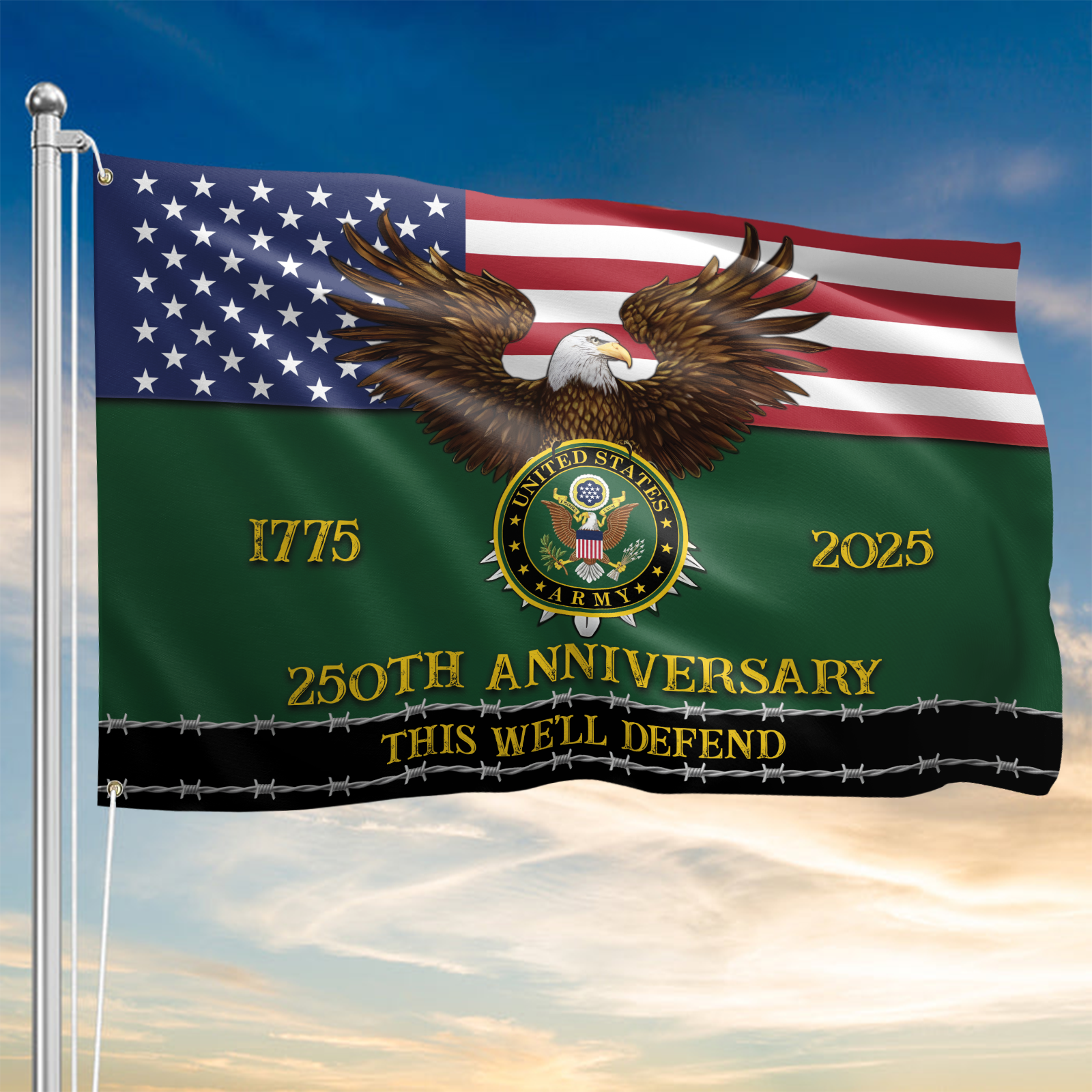 Army 250th Anniversary House Flag