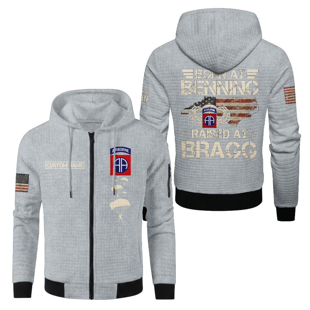 Personalizable Born At Benning Waffle Hooded Jacket
